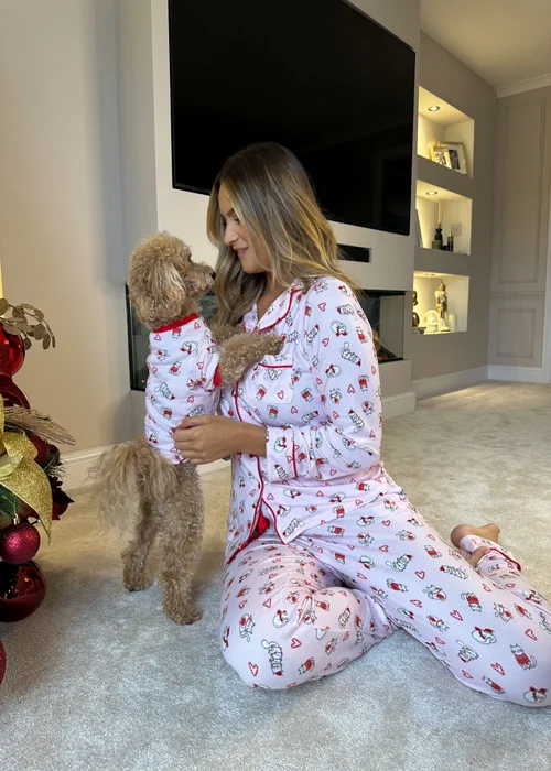 My Christmas Pyjamas Pink Feline Festive Pet One-Piece Matching Pyjamas - Extra Large Image 4
