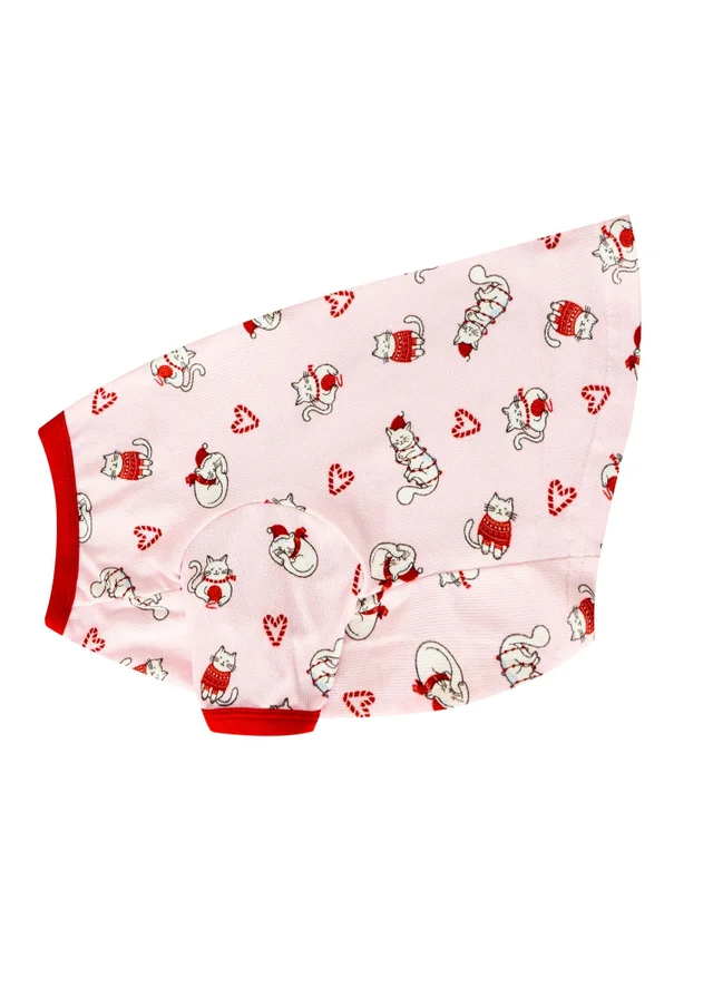 My Christmas Pyjamas Pink Feline Festive Pet One-Piece Matching Pyjamas