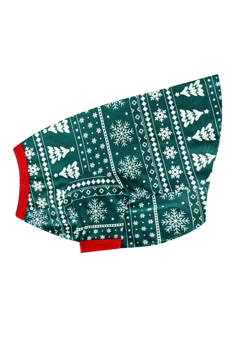 My Christmas Pyjamas Green Yuletide Pet One-Piece Matching Pyjamas - Small Image 2