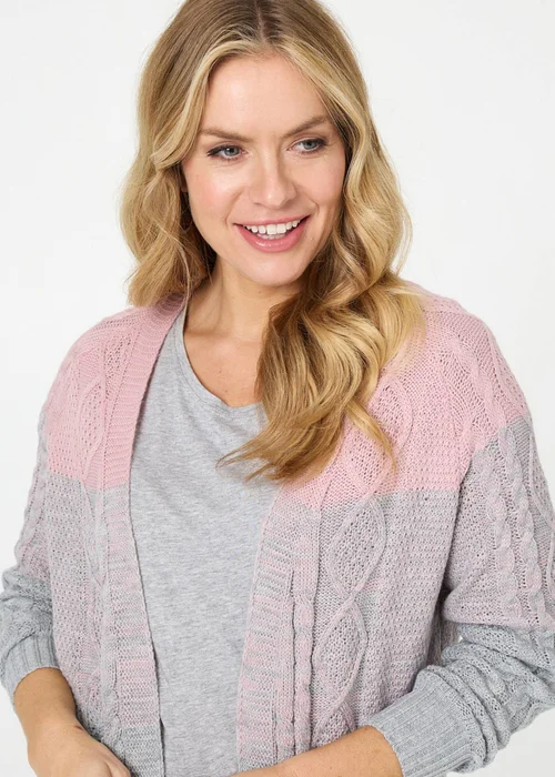 Izabel London Grey Colour Block Textured Longline Cardigan - 10 Image 3