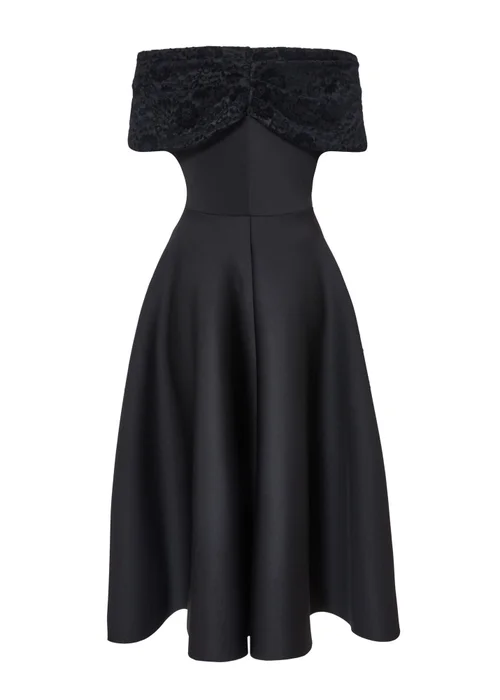 Quiz Black Lace Bardot Skater Dress - 10 | Matalan Quiz Black Lace Bardot Skater Dress - 10 | Matalan