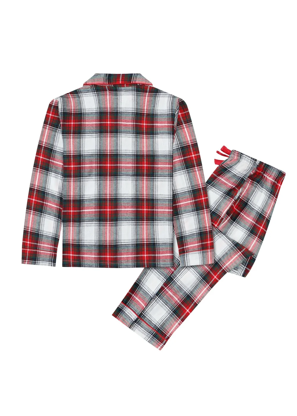 My Christmas Pyjamas White Tidings & Tartan Two-Piece Long Matching Pyjama Set - Size 18-20 Image 3