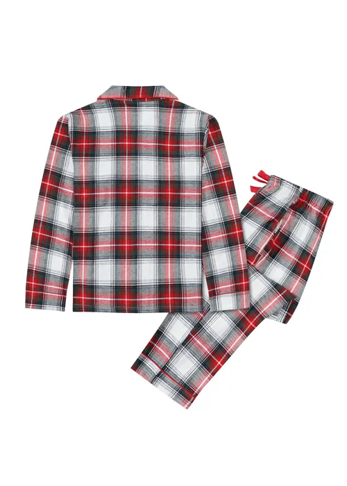 My Christmas Pyjamas White Tidings & Tartan Two-Piece Long Matching Pyjama Set - Size 18-20 Image 3