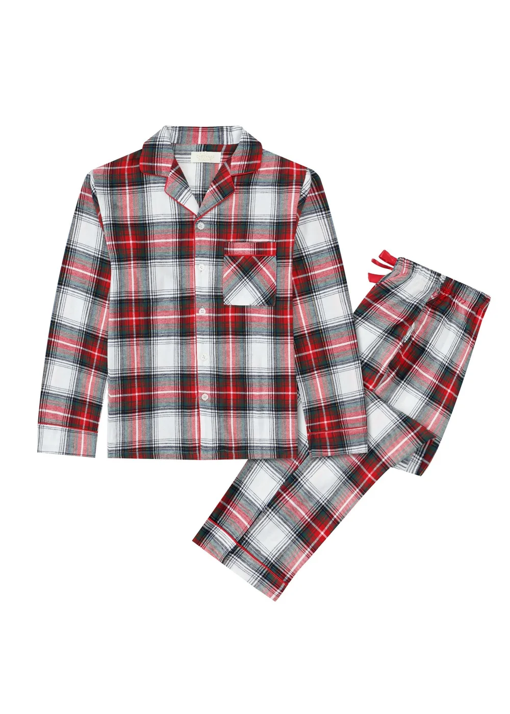 My Christmas Pyjamas White Tidings & Tartan Two-Piece Long Matching Pyjama Set - Size 18-20 Image 2