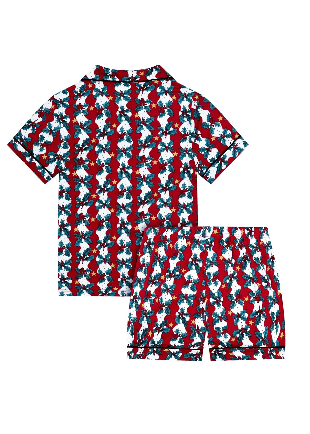 My Christmas Pyjamas Red Mistletoe & Wine Two-Piece Short Matching Pyjama Set - Size 10-12 Image 2