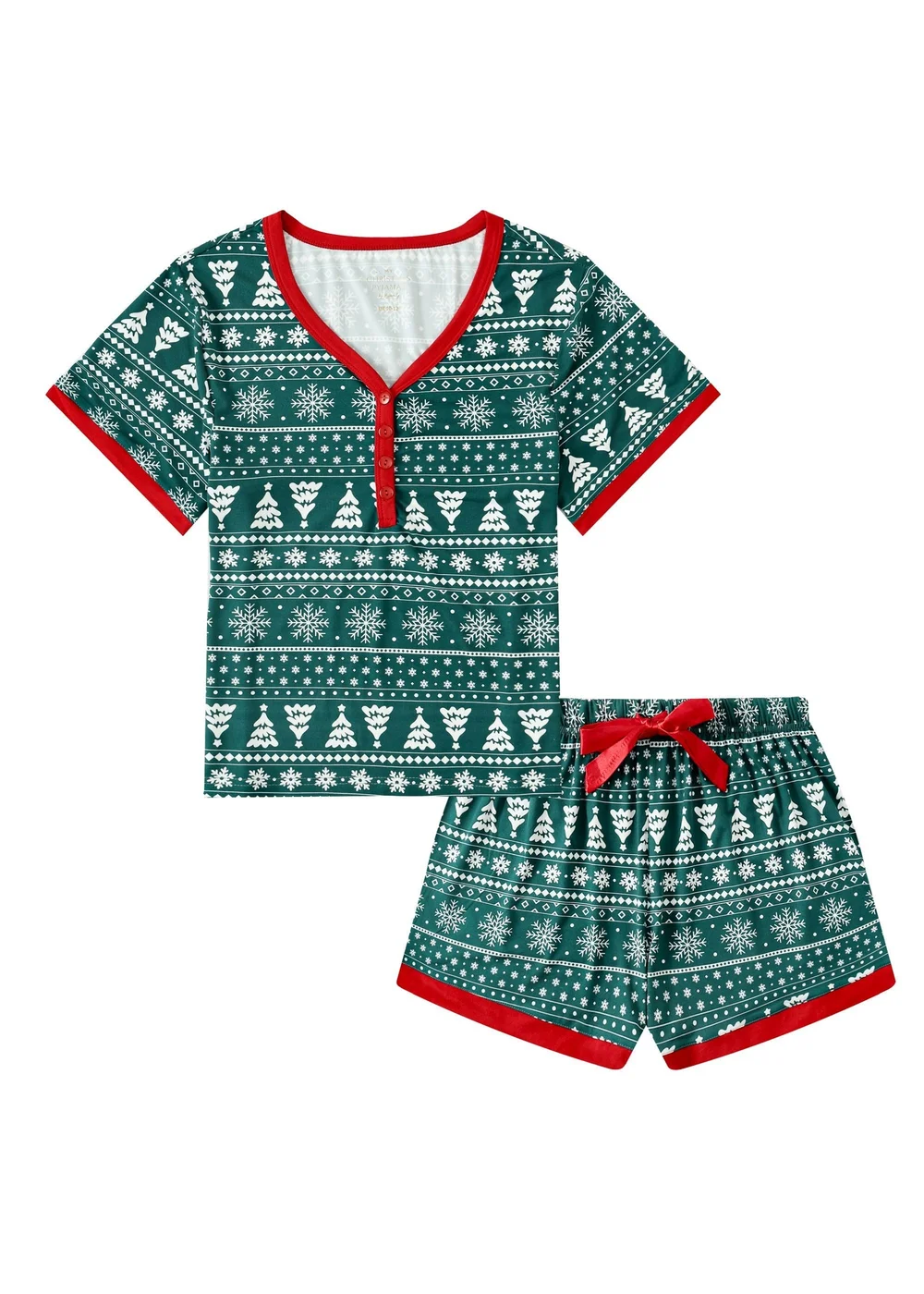 My Christmas Pyjamas Green Yuletide Two-Piece Short Matching Pyjama Set - Size 14-16 Image 2