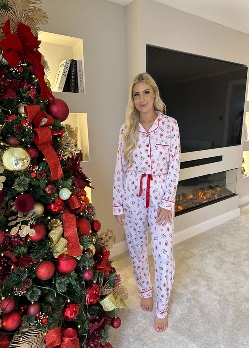 My Christmas Pyjamas Pink Feline Festive Two-Piece Long Matching Pyjama Set - Size 20-22 Image 5