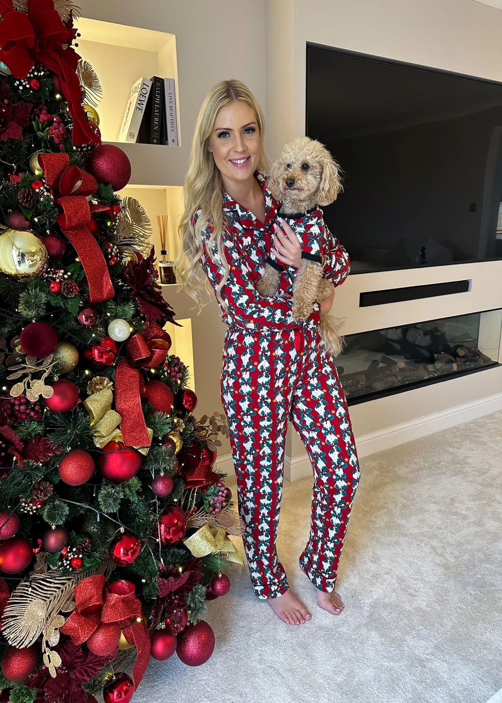 My Christmas Pyjamas Red Mistletoe & Wine Men's Two-Piece Long Matching Pyjama Set - Large Image 4
