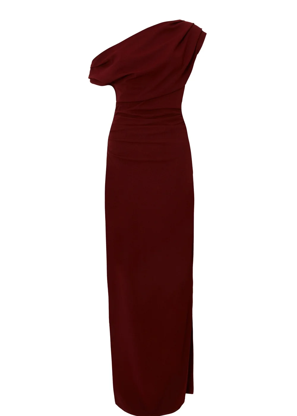 Quiz Burgundy Asymmetric Ruched Maxi Dress - 6 Quiz Burgundy Asymmetric Ruched Maxi Dress - 6