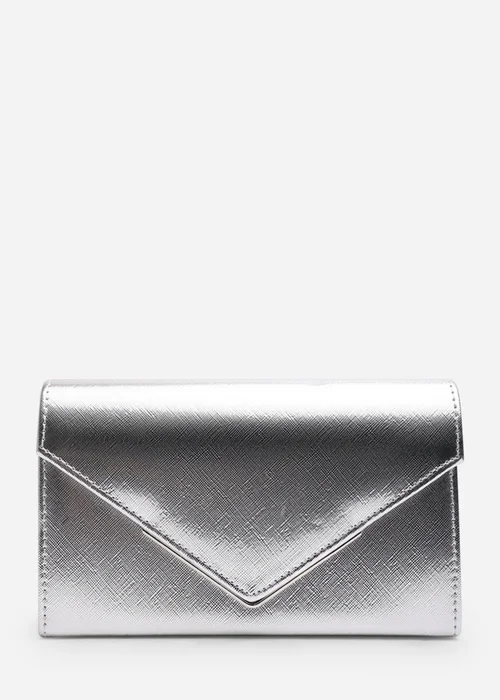 Where's That From Womens Linen Gold Metallic Faux Leather Clutch Bag - One Size Image 1