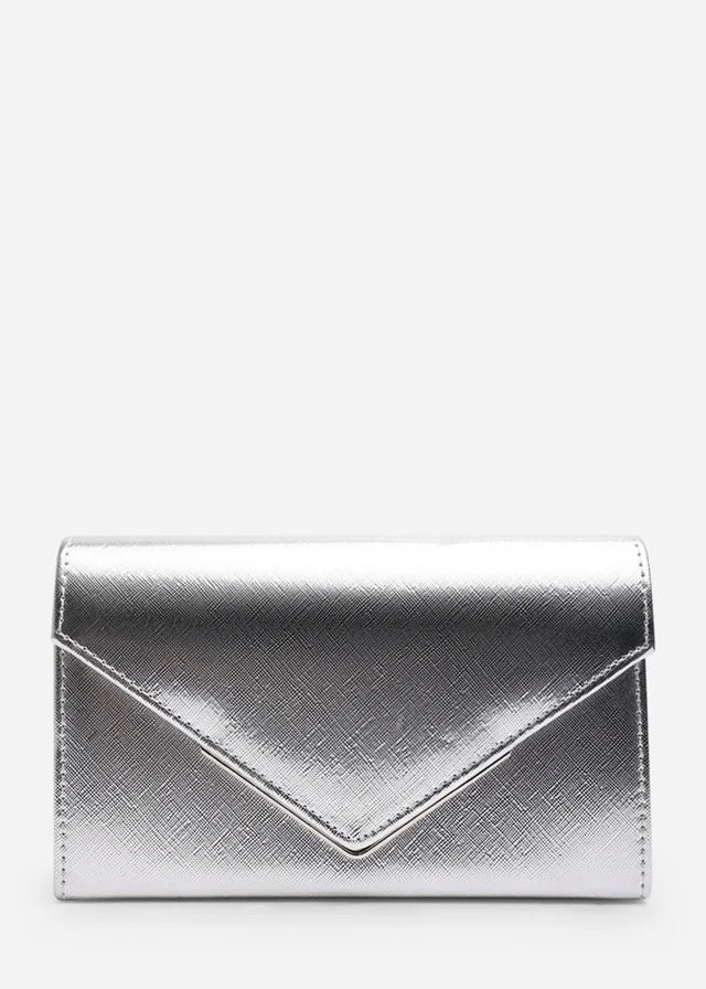 Where's That From Womens Linen Gold Metallic Faux Leather Clutch Bag