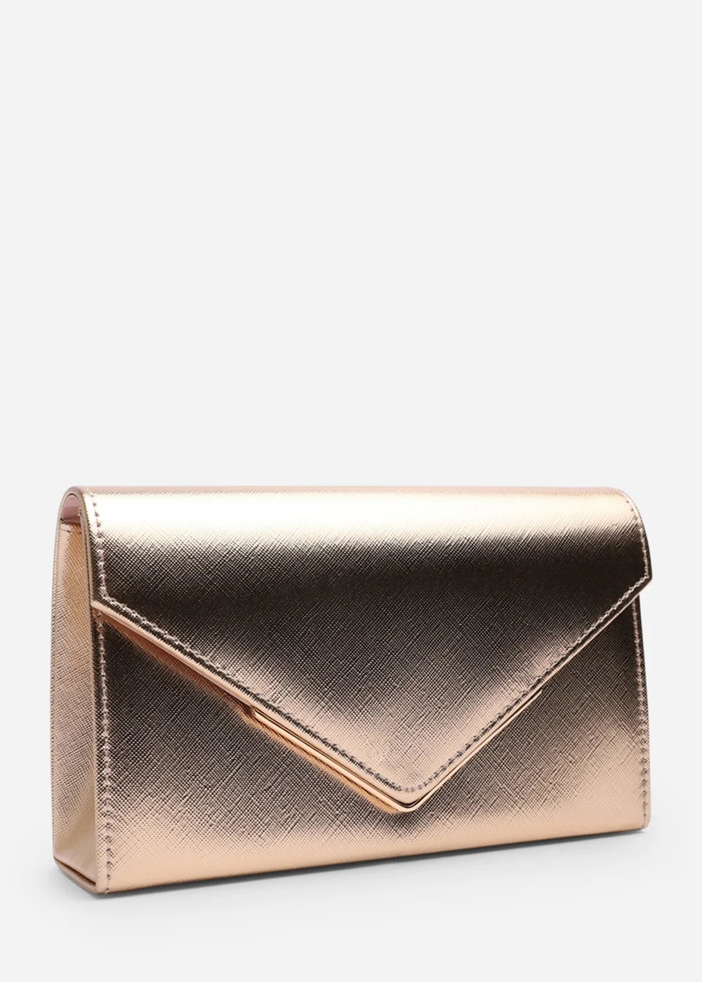 Where's That From Womens Linen Gold Metallic Faux Leather Clutch Bag - One Size Image 3