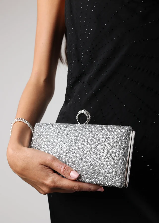 Where’s That From Reve Silver Crystal Clutch Bag