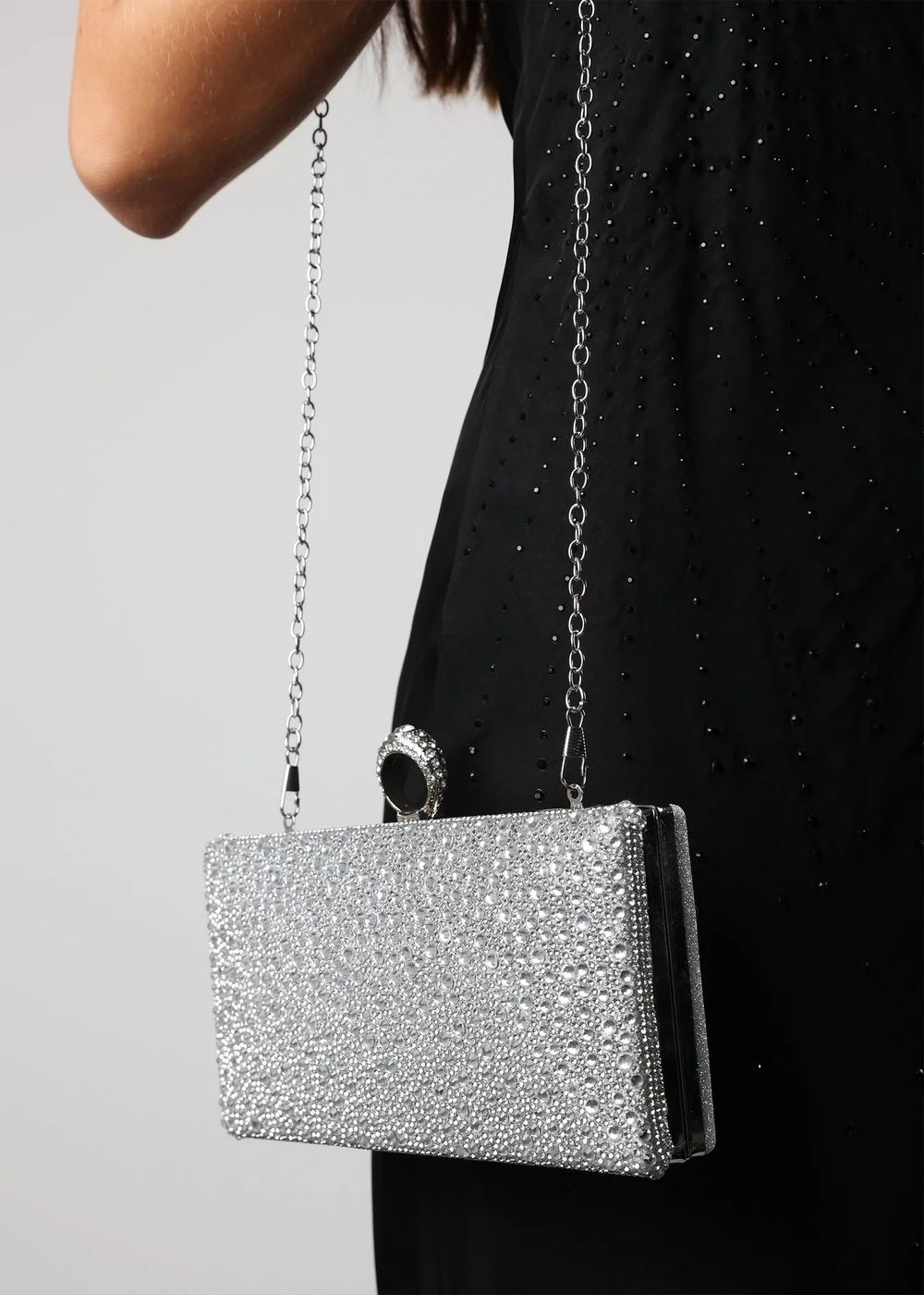 Where’s That From Reve Silver Crystal Clutch Bag - One Size Image 6