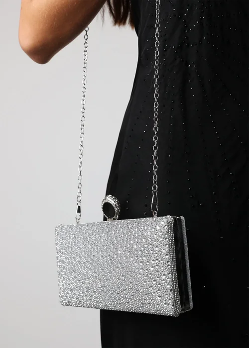 Where’s That From Reve Silver Crystal Clutch Bag - One Size Image 6