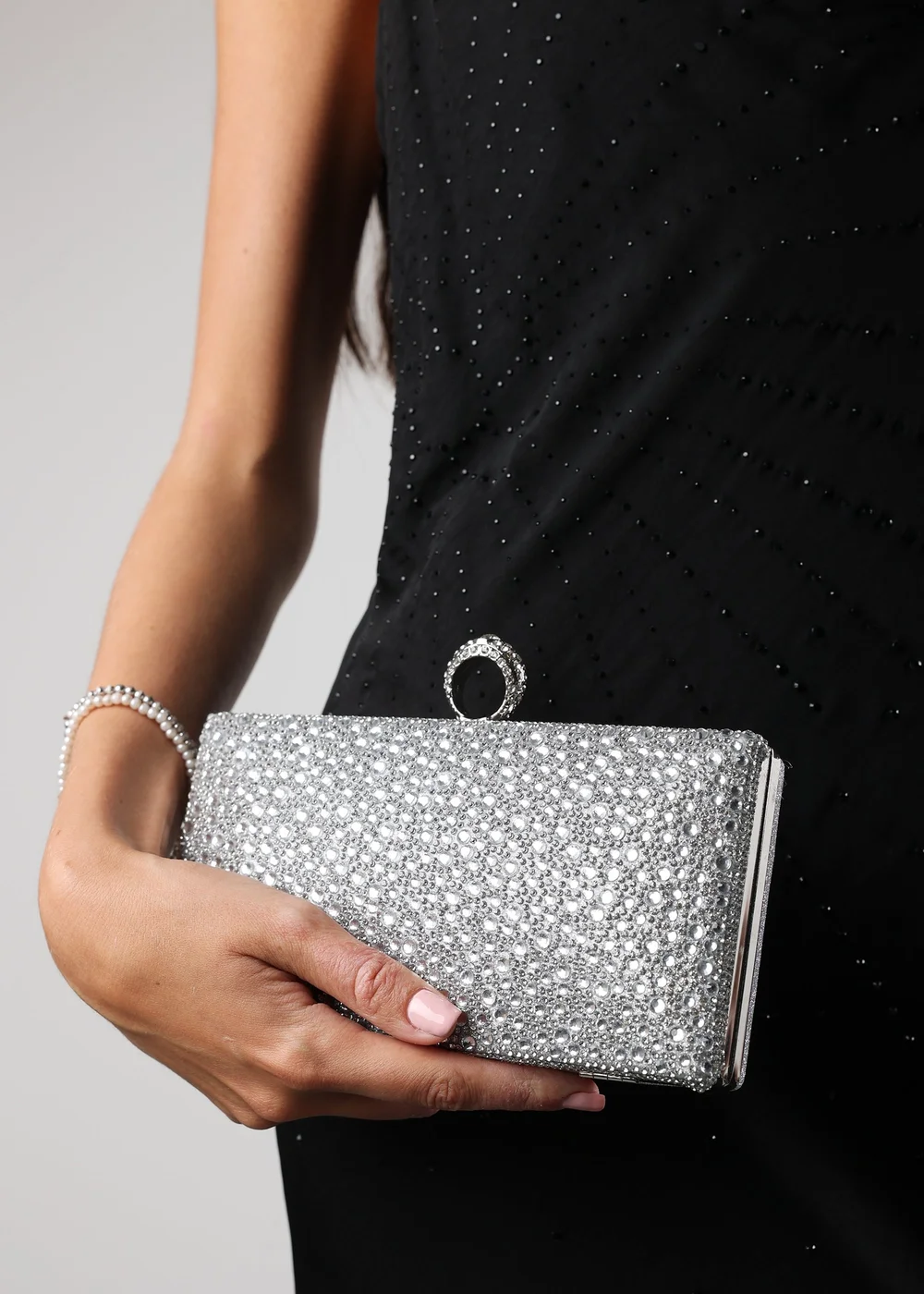 Where’s That From Reve Silver Crystal Clutch Bag - One Size Image 2