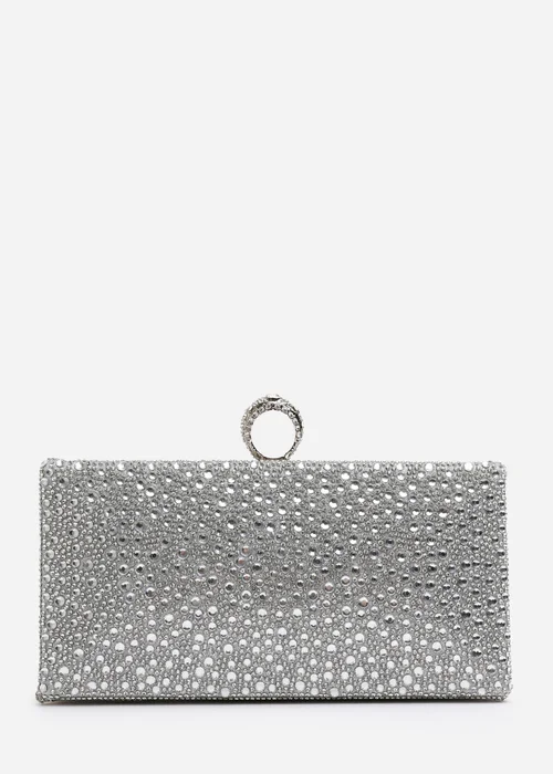 Where’s That From Reve Silver Crystal Clutch Bag - One Size Image 1