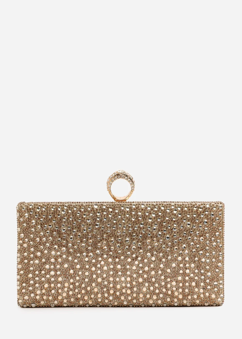 Where’s That From Reve Gold Crystal Clutch Bag - One Size Image 1