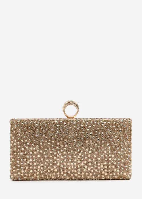 Where’s That From Reve Gold Crystal Clutch Bag - One Size Image 1