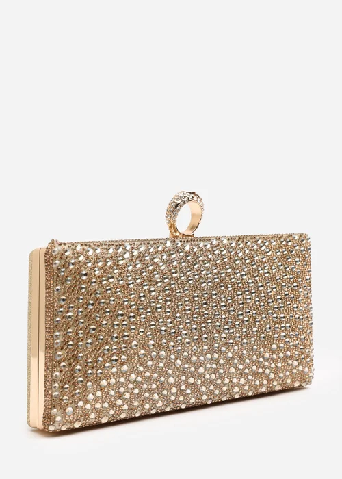 Where’s That From Reve Gold Crystal Clutch Bag - One Size Image 3