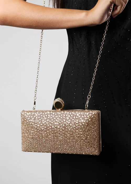 Where’s That From Reve Gold Crystal Clutch Bag - One Size Image 2