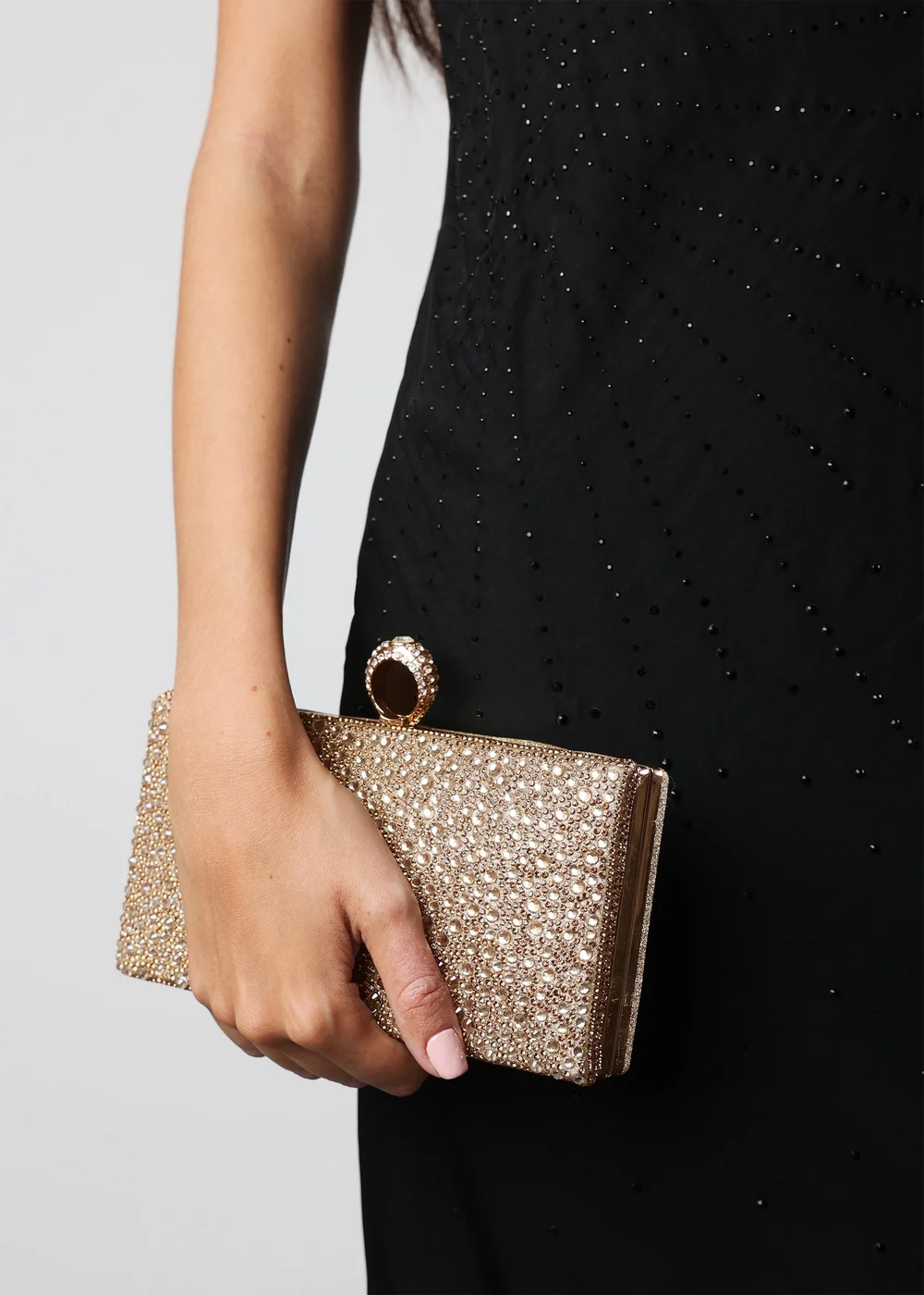 Where’s That From Reve Gold Crystal Clutch Bag - One Size Image 6