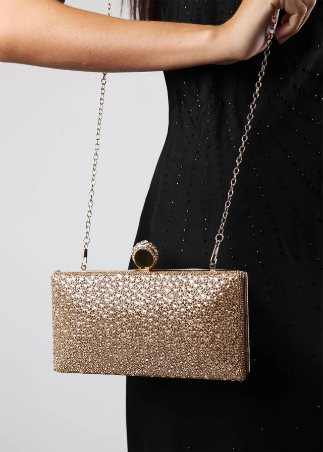 Where’s That From Reve Gold Crystal Clutch Bag