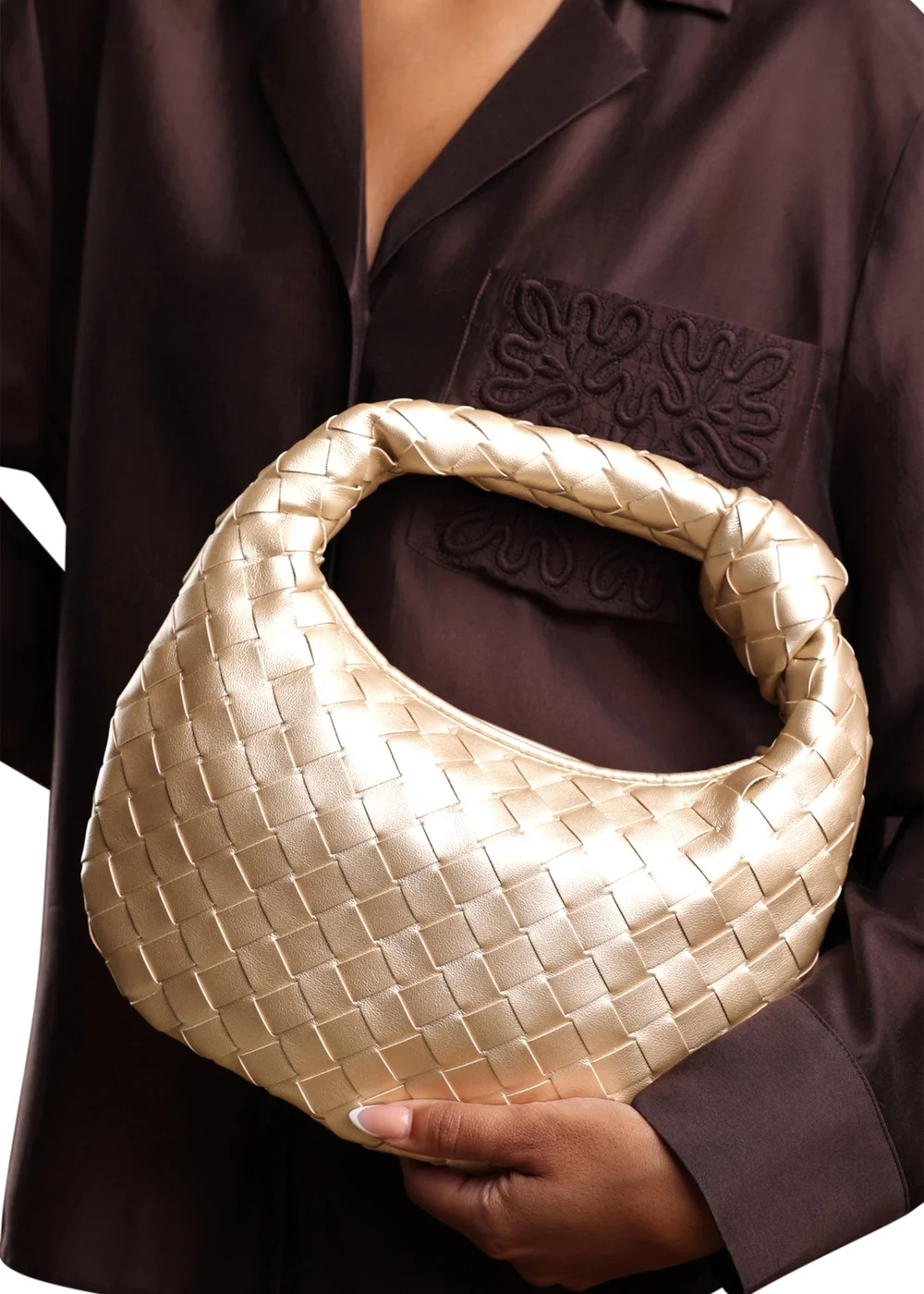 Where's That From Womens Aura Classic Woven Hobo Bag In Gold - One Size Image 2