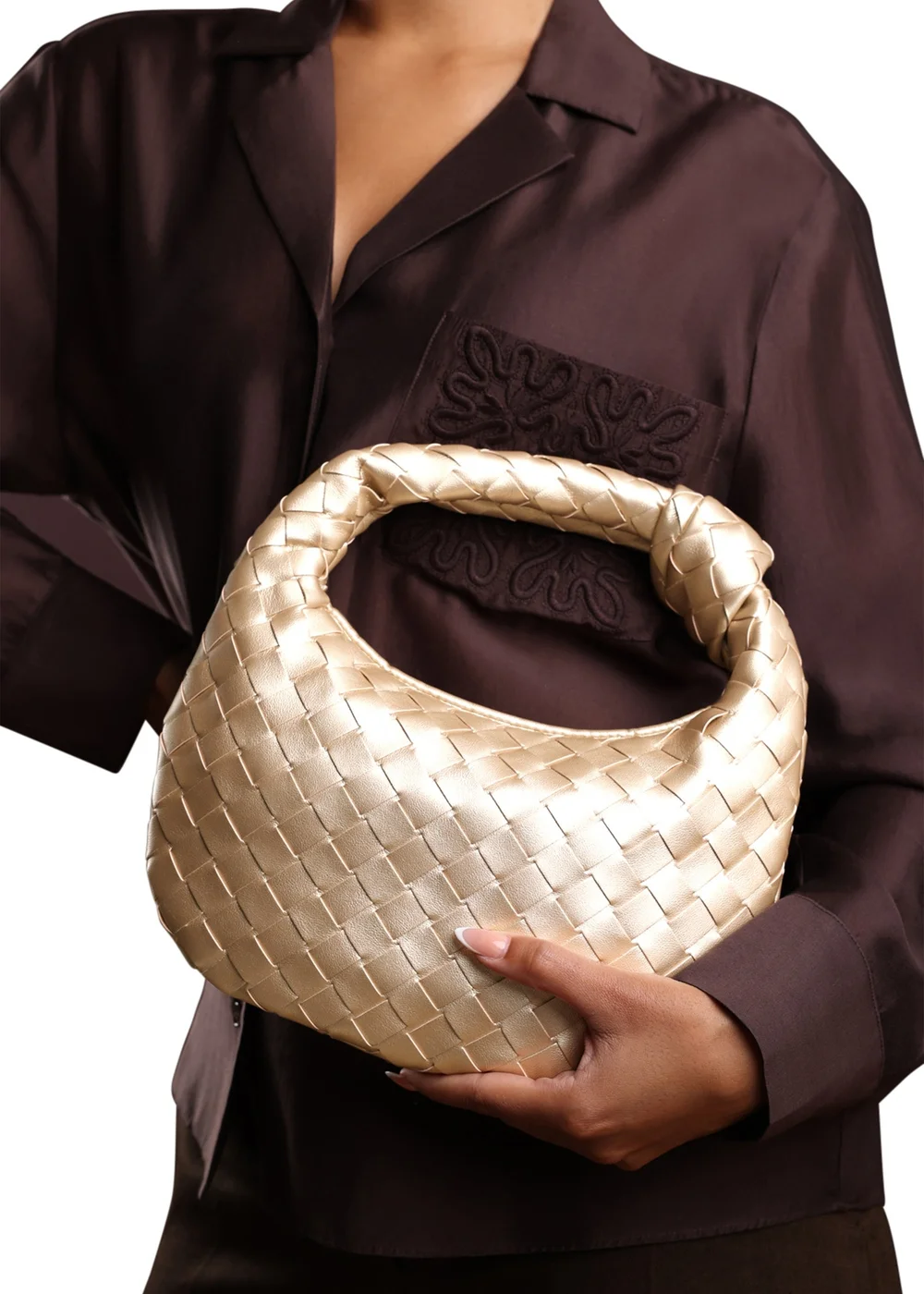 Where's That From Womens Aura Classic Woven Hobo Bag In Gold - One Size Image 6
