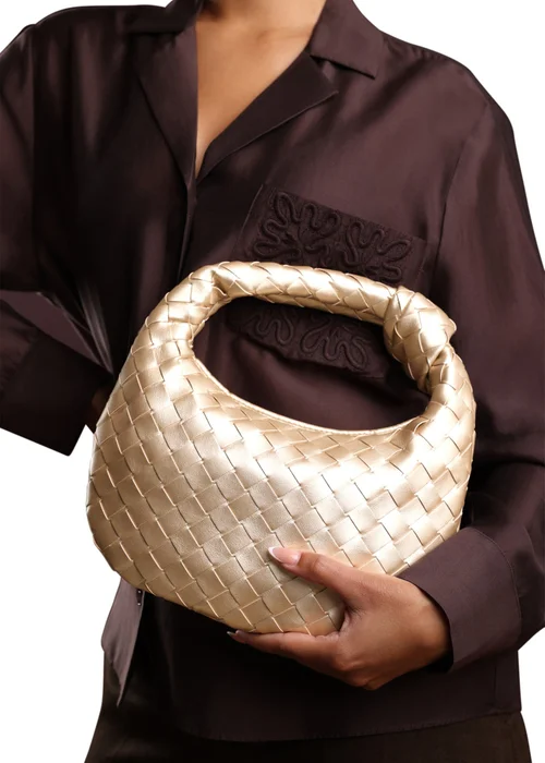 Where's That From Womens Aura Classic Woven Hobo Bag In Gold - One Size Image 6