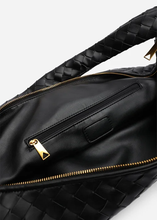 Where’s That From Aqua Black PU Woven Shoulder Bag - One Size Image 4