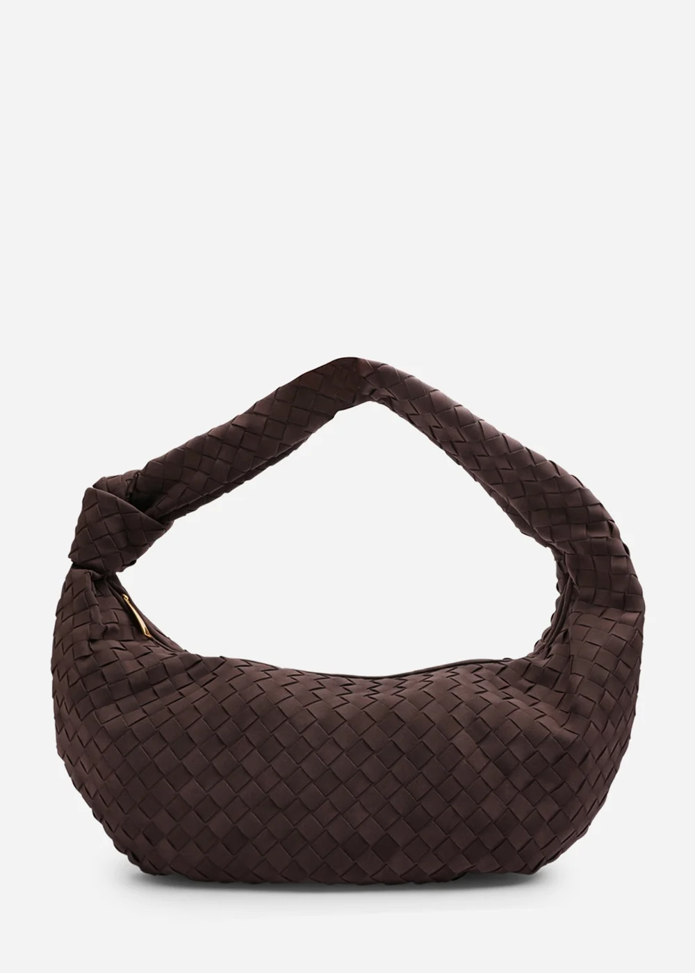 Where's That From Womens Aqua Knotted Strap Woven Shoulder Bag In Dark Brown Faux Faux Suede - One Size Image 1