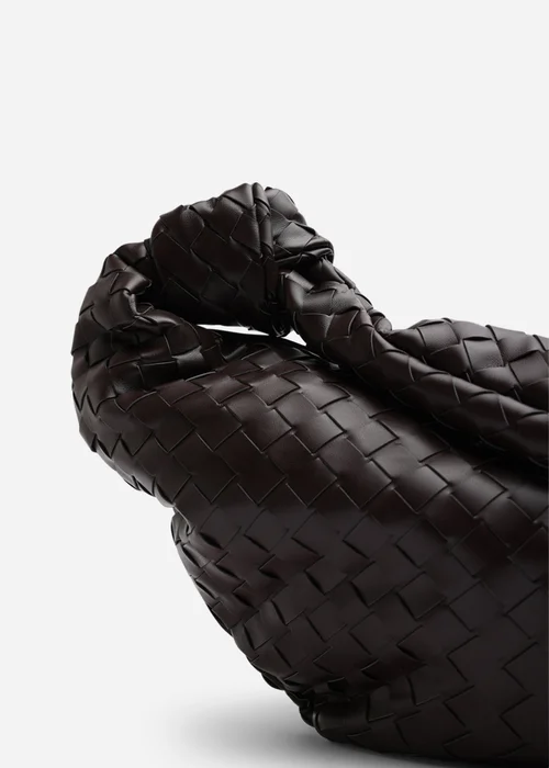 Where's That From Womens Aqua Knotted Strap Woven Shoulder Bag In Dark Brown Faux Leather - One Size Image 3