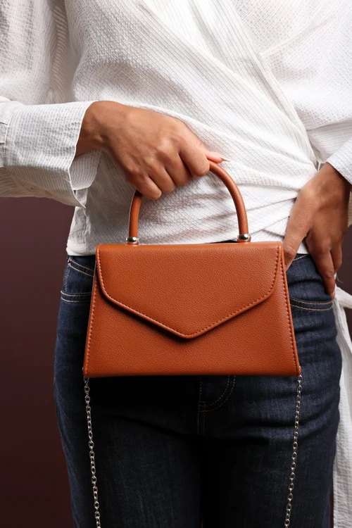 Where's That From Womens Marina Structured Top Handle Shoulder Bag In Dark Brown - One Size Image 1