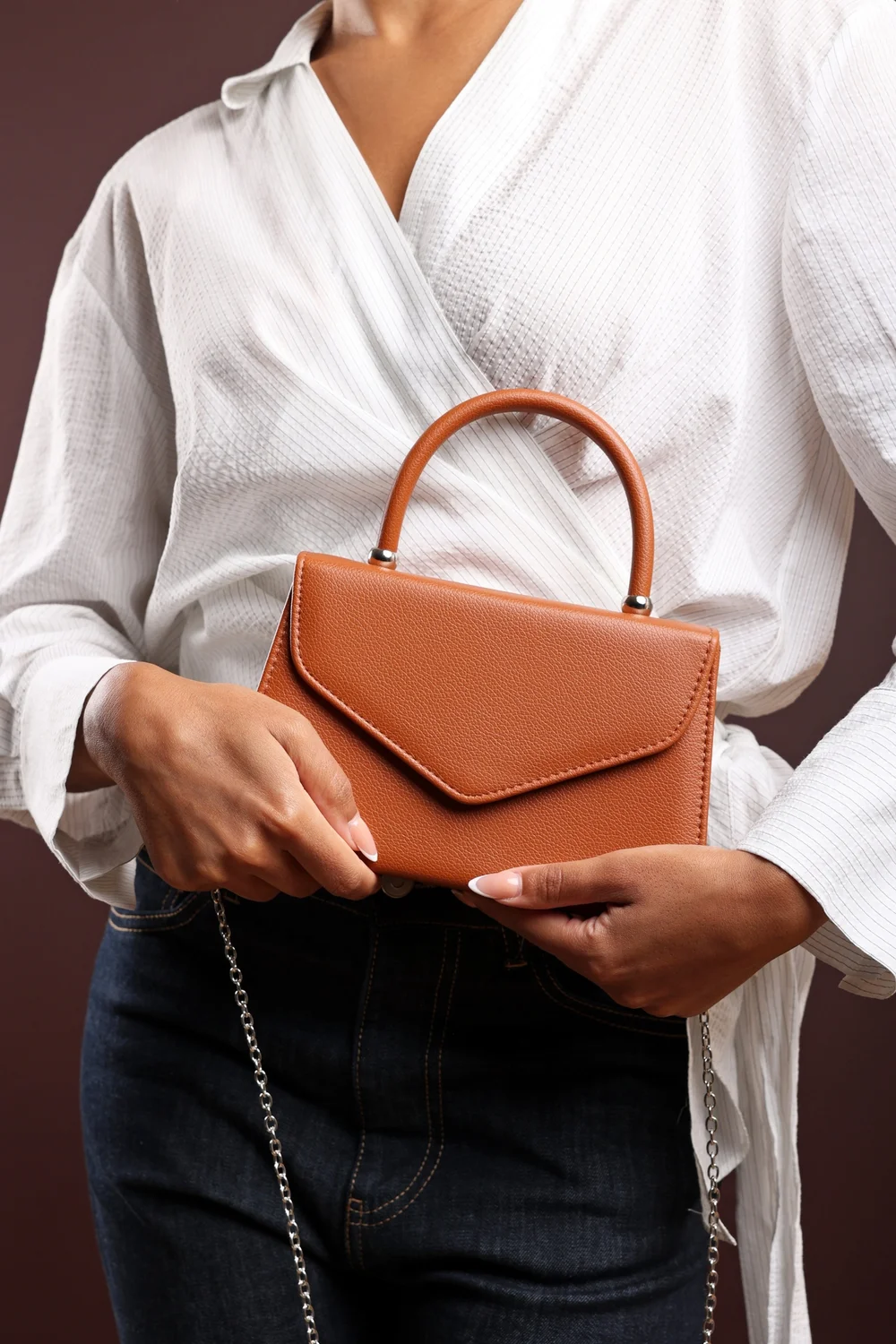 Where's That From Womens Marina Structured Top Handle Shoulder Bag In Dark Brown - One Size Image 6
