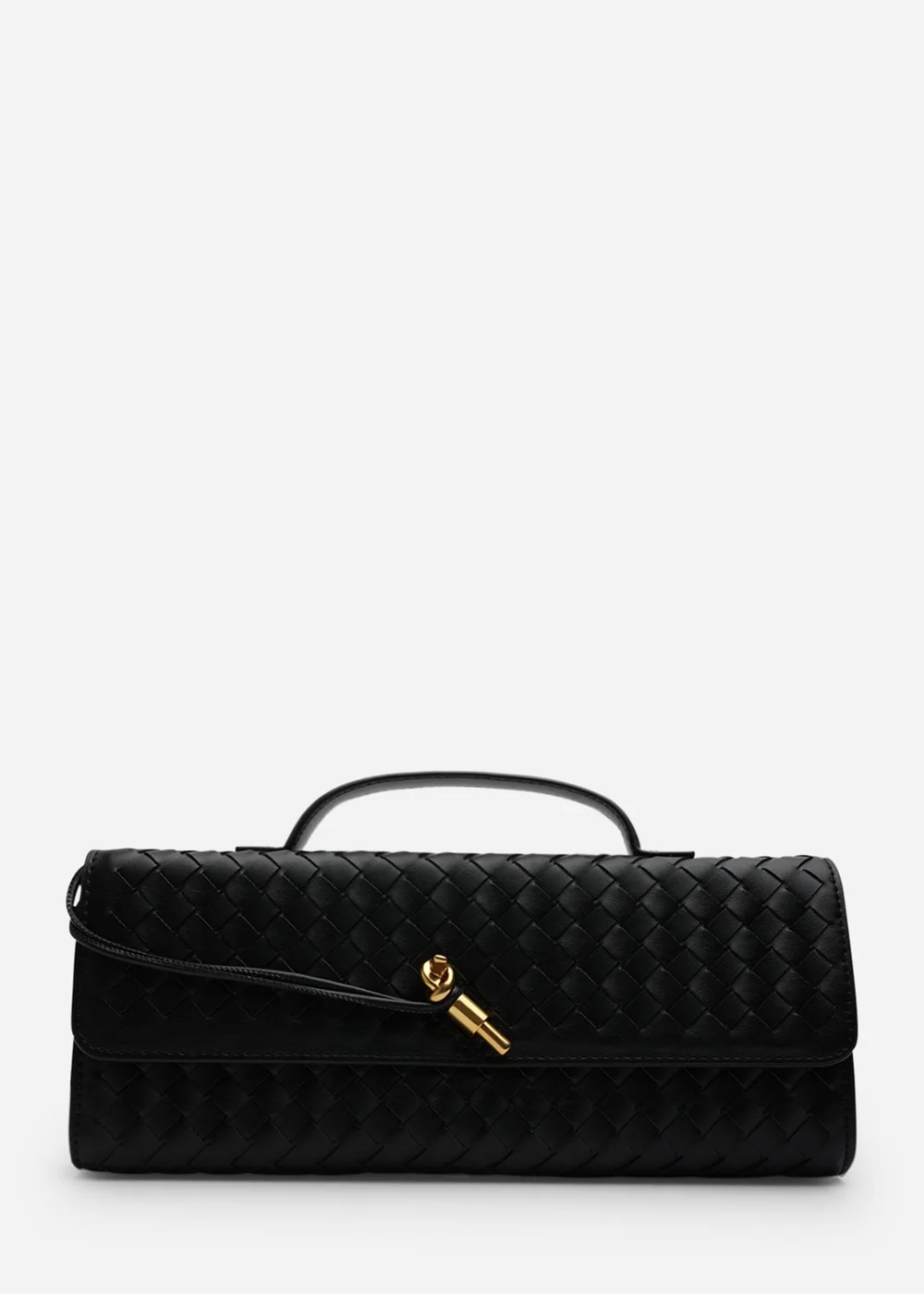 Where’s That From Petal Black Woven Clutch Bag - One Size Image 1