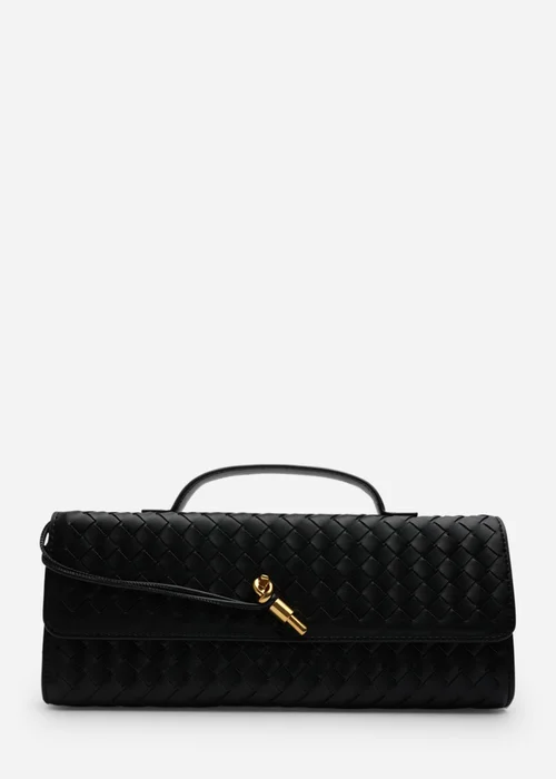 Where’s That From Petal Black Woven Clutch Bag - One Size Image 1