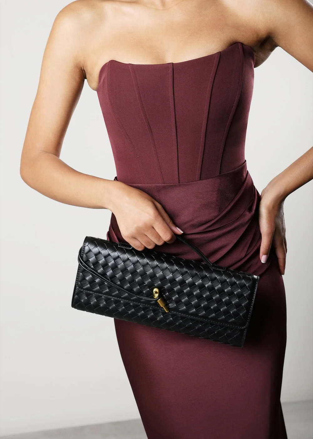 Where’s That From Petal Black Woven Clutch Bag - One Size Image 6