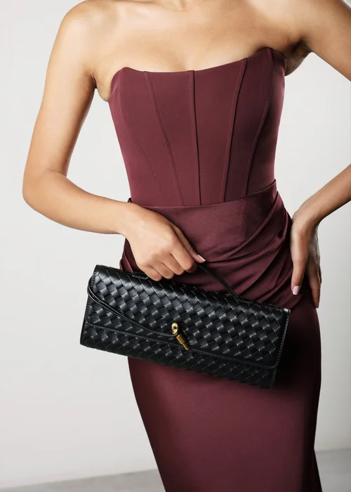 Where’s That From Petal Black Woven Clutch Bag - One Size Image 6