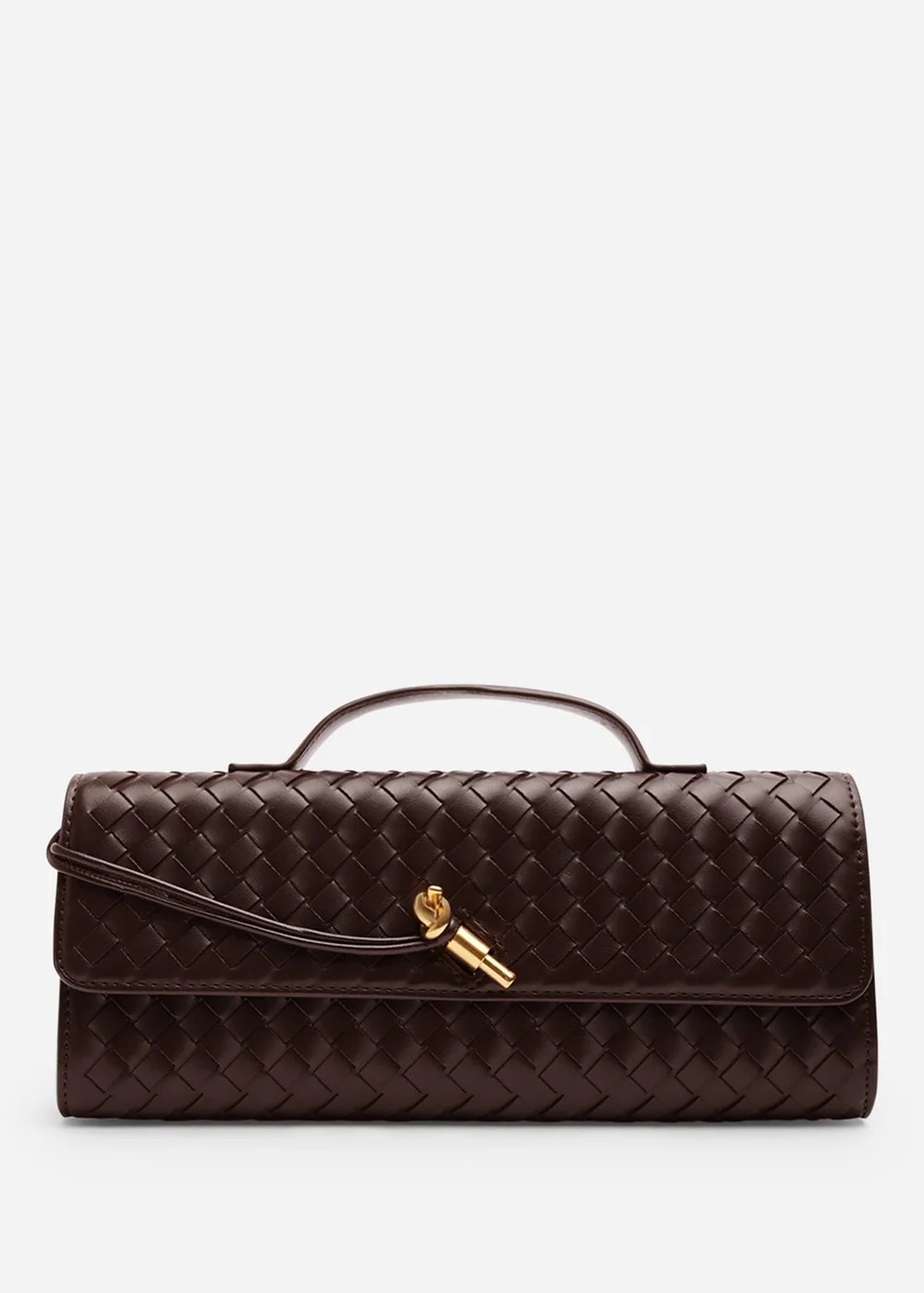 Where’s That From Petal Dark Brown Woven Clutch Bag - One Size Image 2