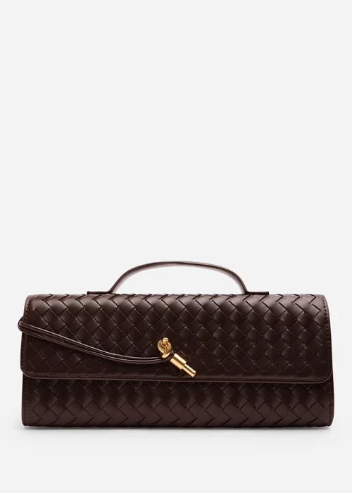 Where’s That From Petal Dark Brown Woven Clutch Bag - One Size Image 2