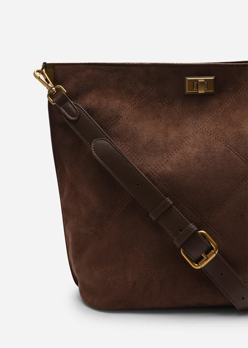 Where's That From Womens Fern Brown Faux Suede Shoulder Bag with Turn Lock - One Size Image 5