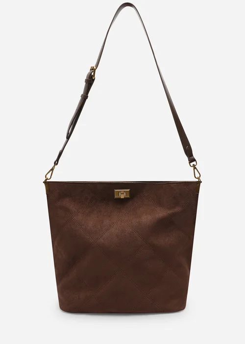 Where's That From Womens Fern Brown Faux Suede Shoulder Bag with Turn Lock - One Size Image 1