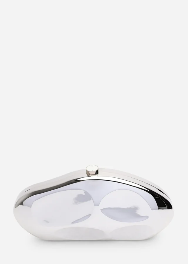 Where's That From Womens Nude Sculpted Evening Clutch Bag in Silver