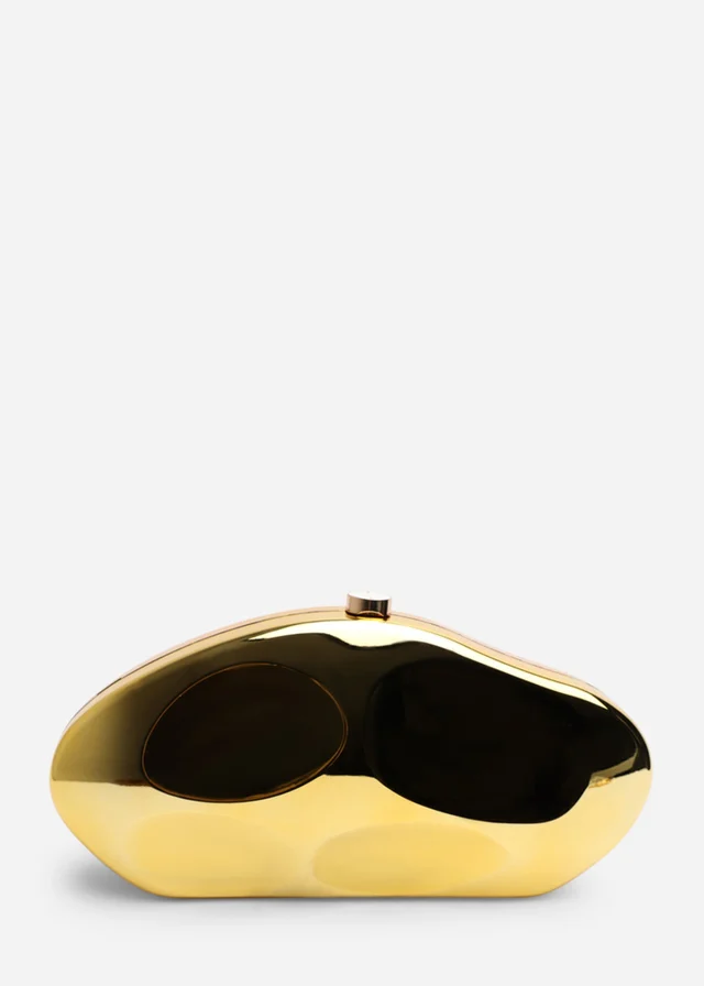 Where's That From Womens Nude Sculpted Evening Clutch Bag in Gold