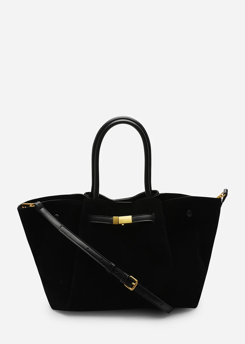 Where’s That From Dove Black Faux Suede Tote Bag - One Size Image 5