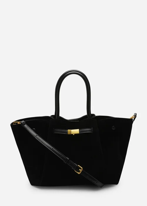 Where’s That From Dove Black Faux Suede Tote Bag - One Size Image 5