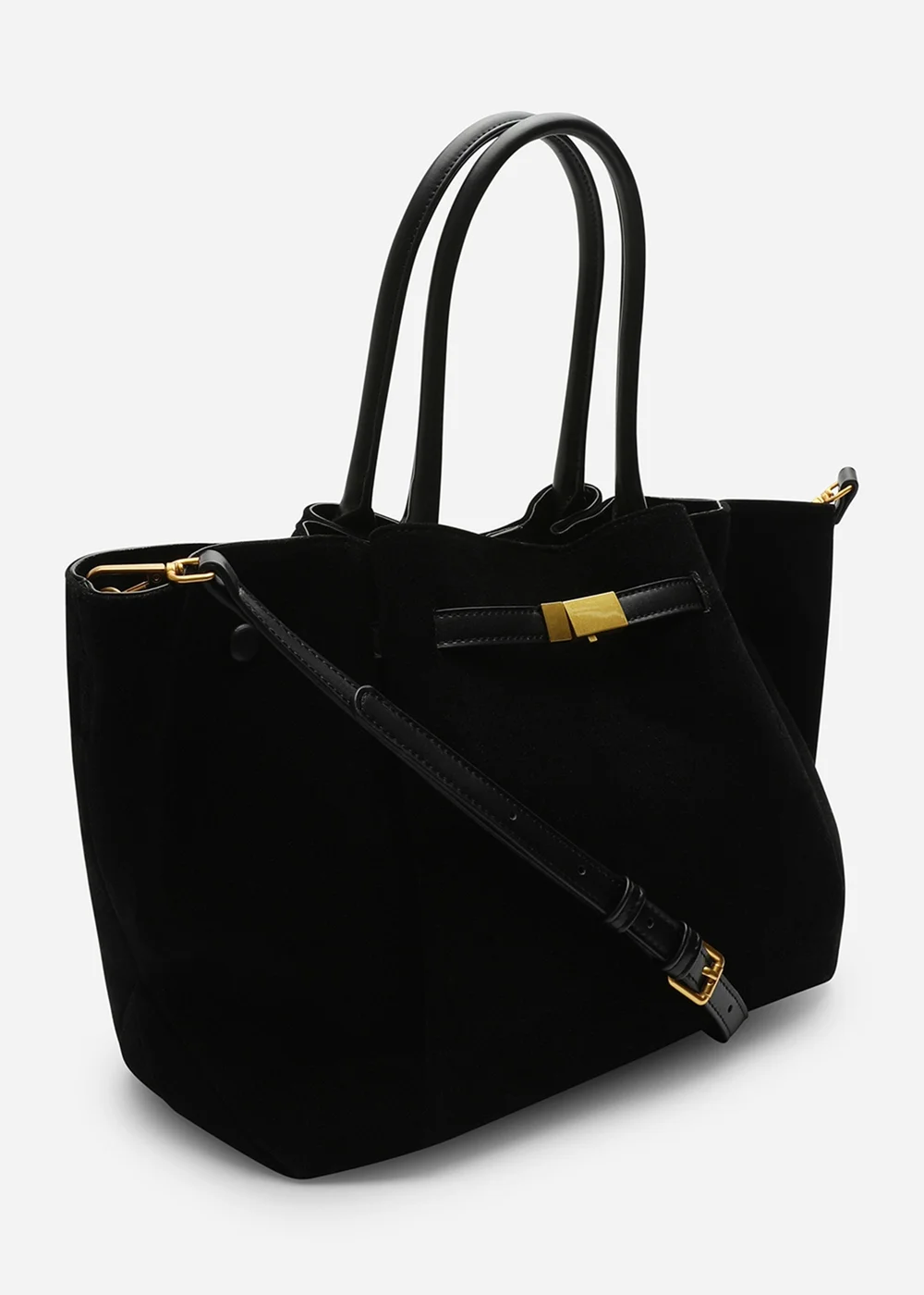 Where’s That From Dove Black Faux Suede Tote Bag - One Size Image 1