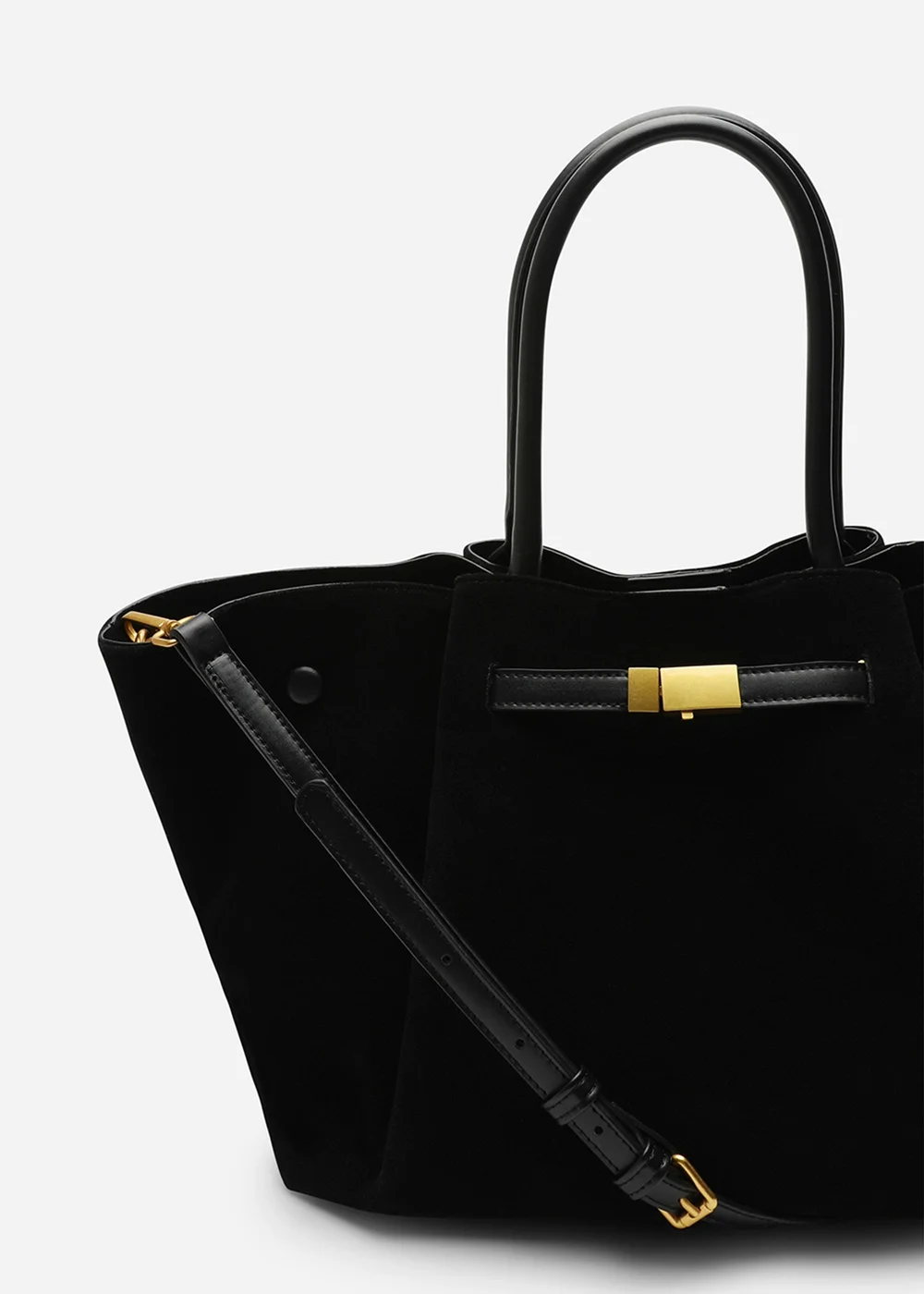 Where’s That From Dove Black Faux Suede Tote Bag - One Size Image 4
