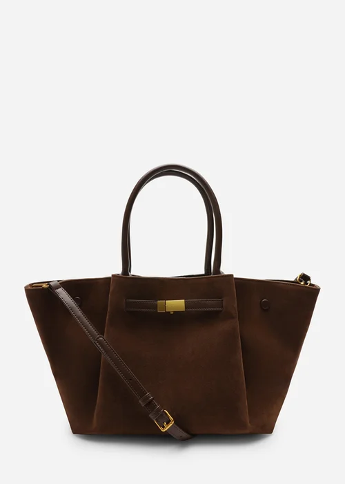 Where’s That From Dove Brown Faux Suede Tote Bag - One Size Image 1